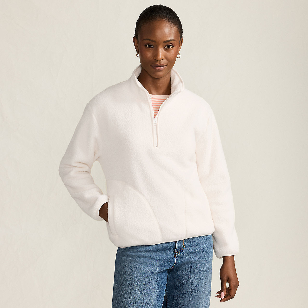 Women's Half Zip Cozy Sherpa Fleece Pullover | Lands' End (US)