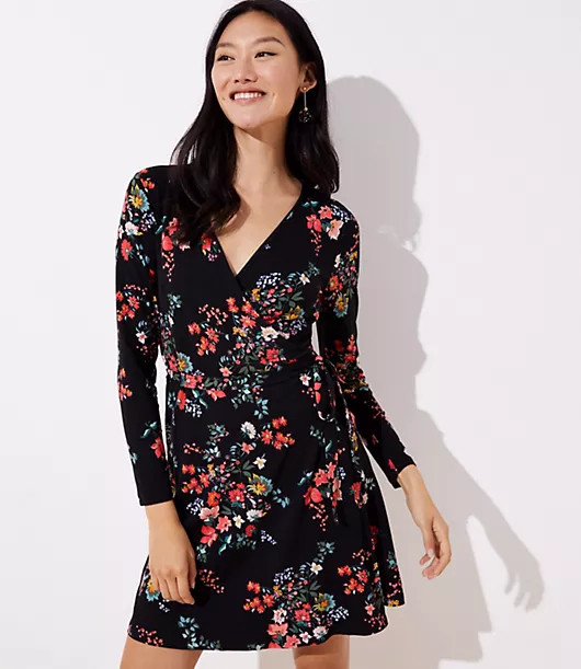 LOFT Petite Floral Wrap Dress | LOFT
