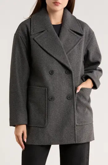 Lucky Brand Oversize Boxy Double Breasted Coat in Charcoal at Nordstrom Rack, Size Large | Nordstrom Rack
