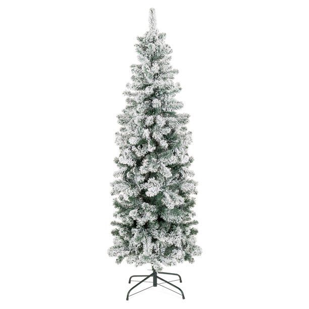 Best Choice Products Green Unlit Pencil Snow Flocked Artificial Holiday Decoration Christmas Tree... | Walmart (US)