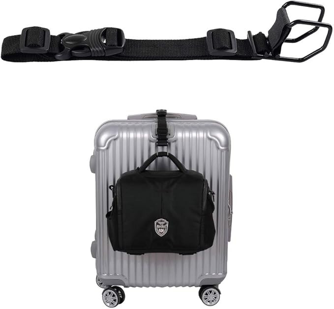 J Hook Luggage Strap Add a Bag Hook Hanger Strap, Adjustable attaches Briefcase Together (Black-N... | Amazon (US)
