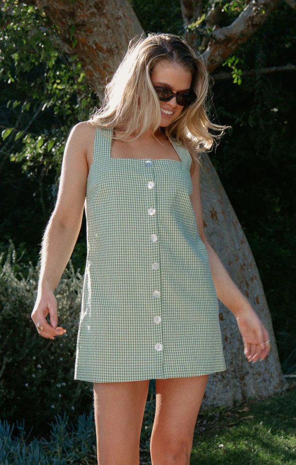 Everly Mini Dress ~ Field Green Gingham | Show Me Your Mumu