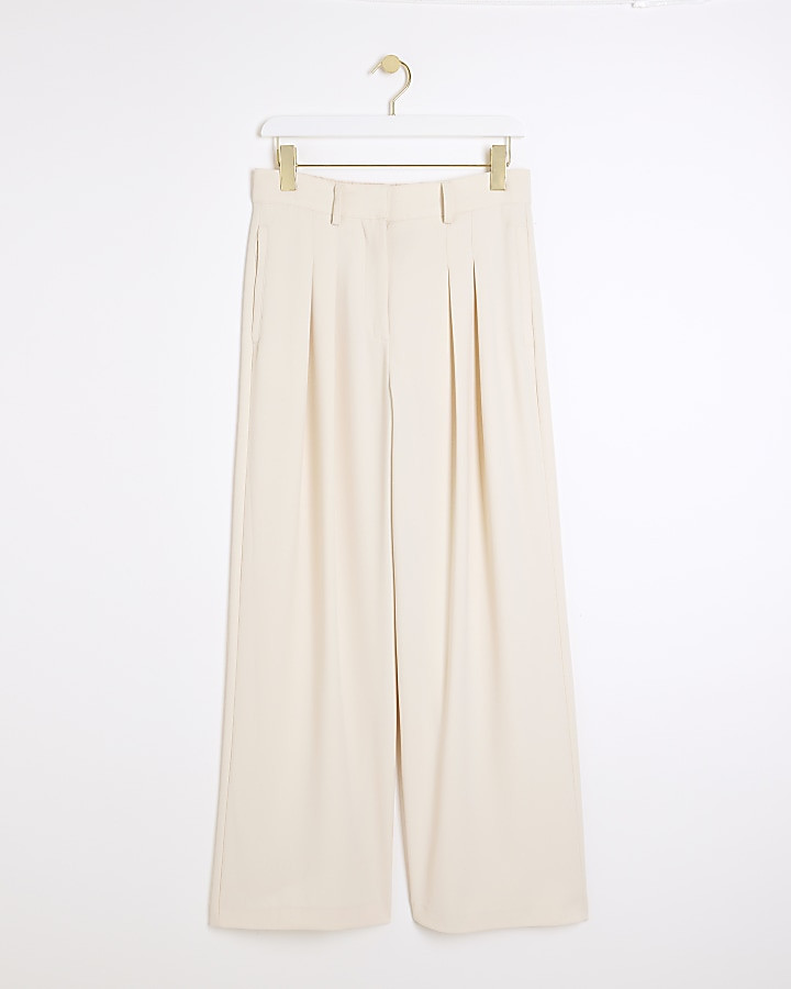 Cream wide leg trousers | River Island (UK & IE)