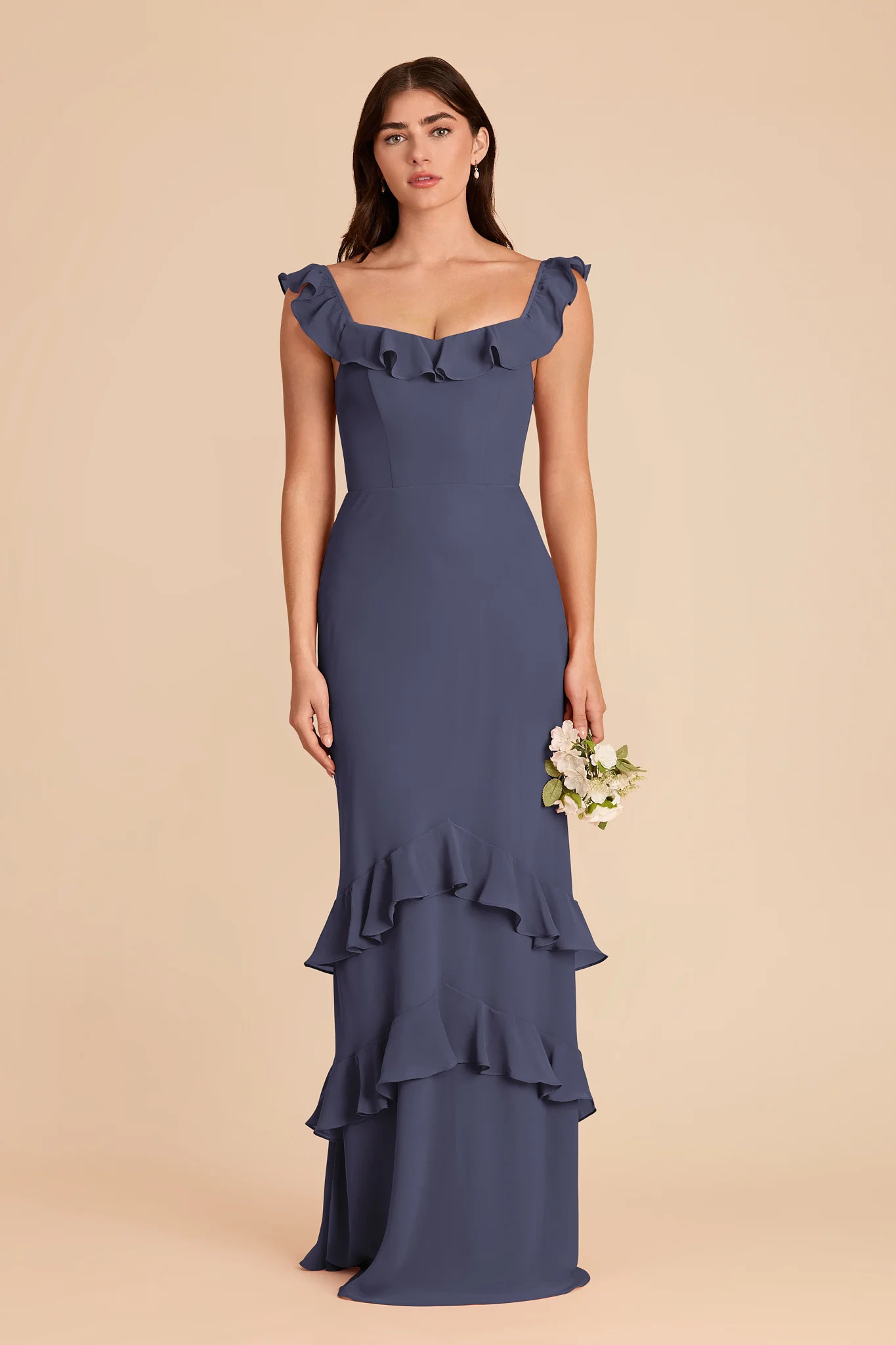 Dusk Blue Bridesmaid Dress Chiffon Size Medium Birdy Grey Luna | Birdy Grey