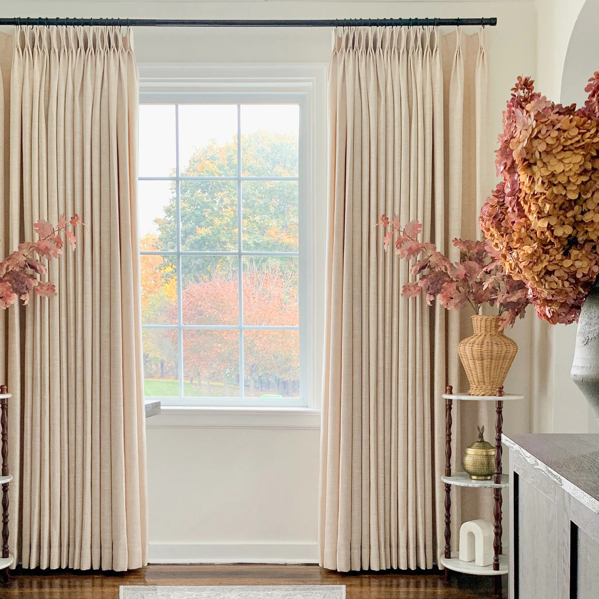 Lille Linen Pinch Pleat Curtains Drapes with Blackout Lining | Homerilla