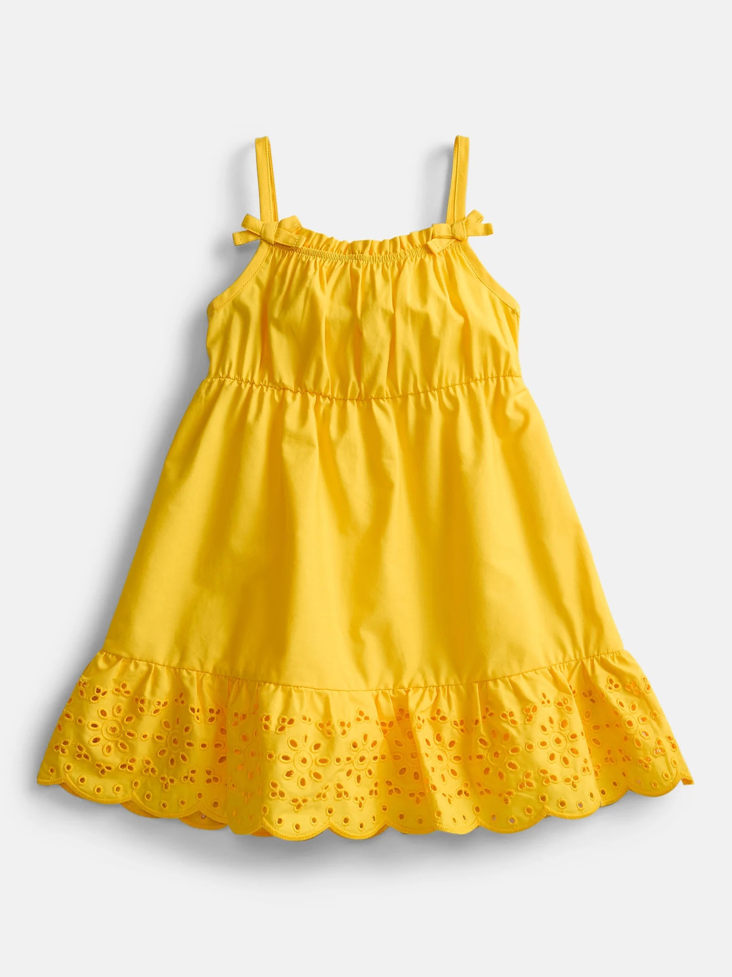 Wonder Nation Toddler Girls Sleeveless Cotton Dress with Scalloped Edge, Sizes 12M-5T | Walmart (US)