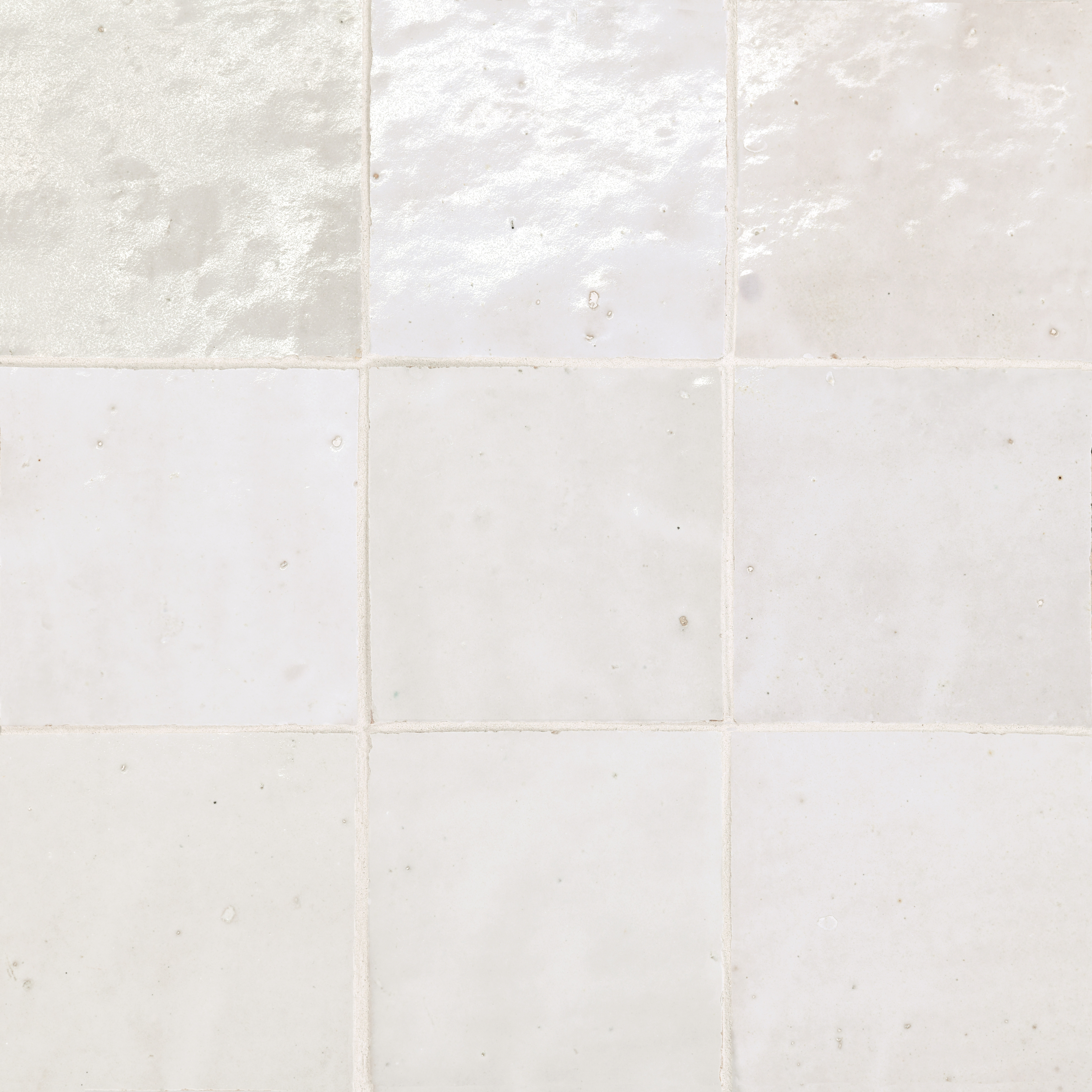 Zagora 4" x 4" Glossy Zellige Field Tile in Blanc | Bedrosians Tile and Stone