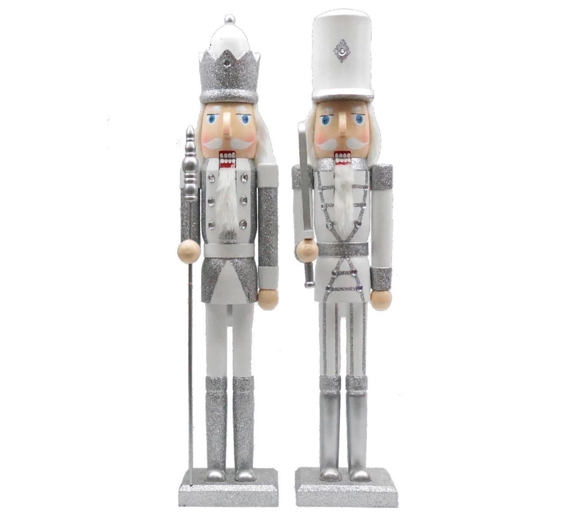 SW 24" White/Silver Nutcrackers (set of 2) - QVC.com | QVC