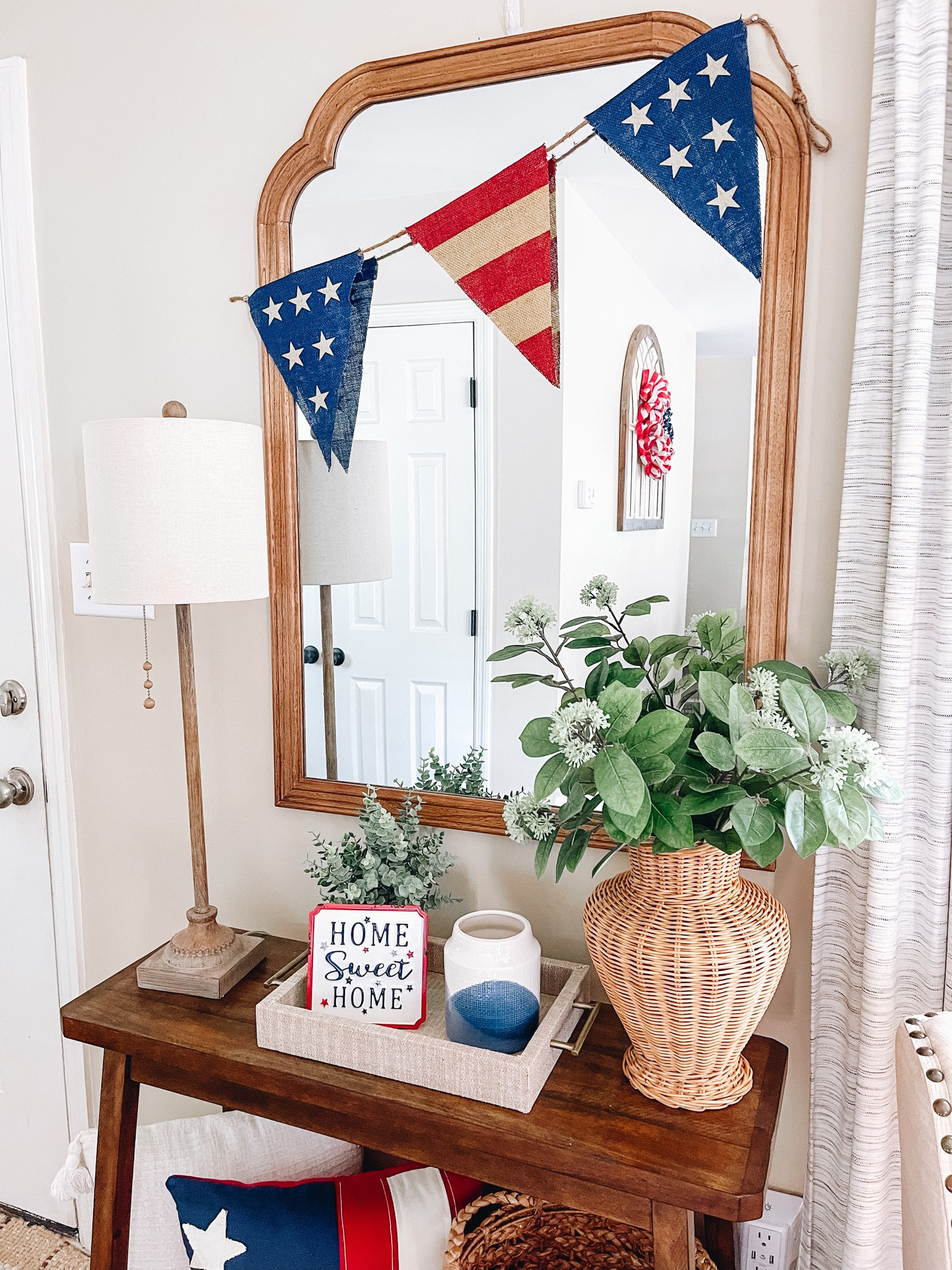 Patriotic entryway decor. Entryway styling. Home decor. Summer decor  

#LTKFind #LTKSeasonal #LTKhome