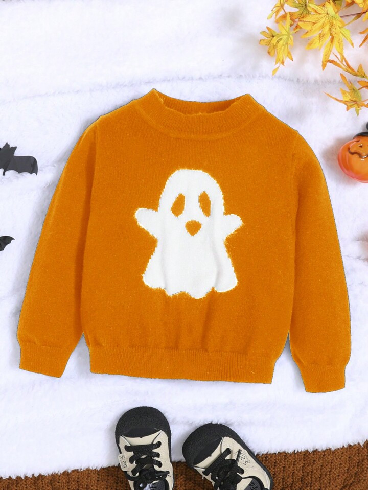 SHEIN Bebé niño Jersey fantasma de Halloween patrón | SHEIN