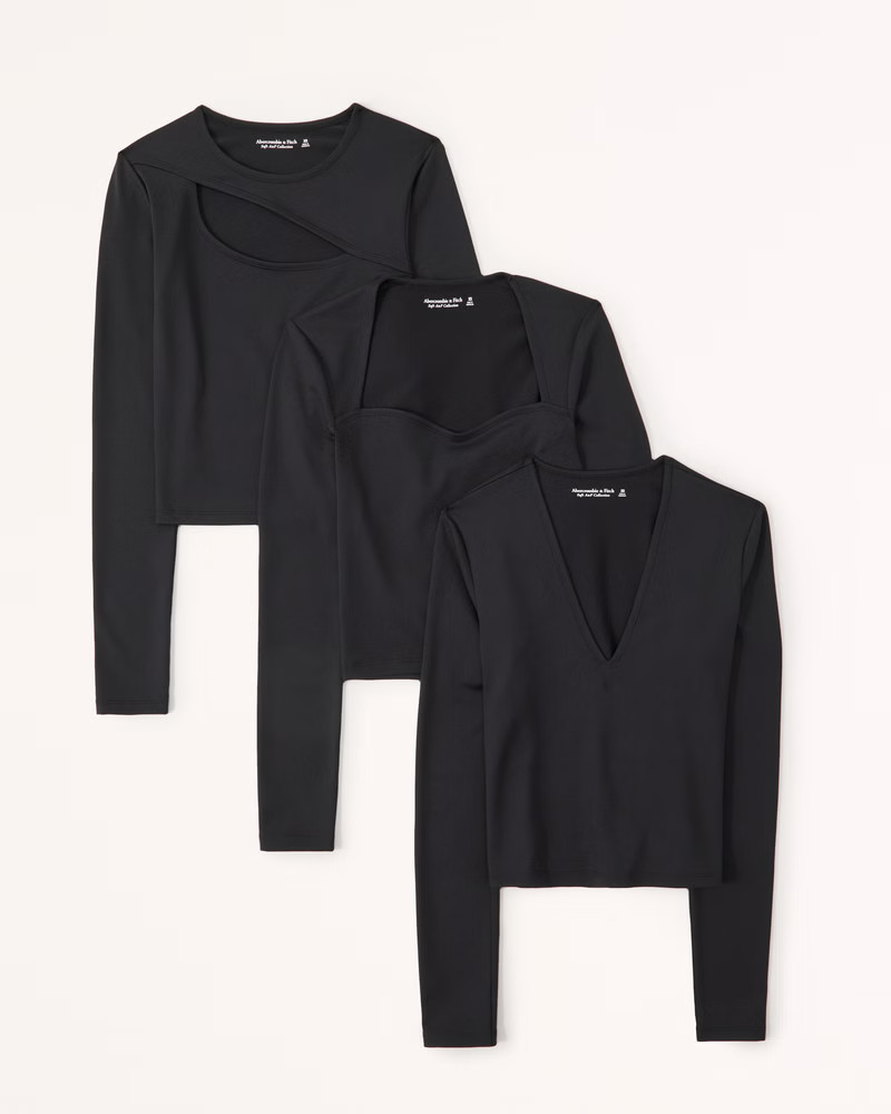 Women's 3-Pack Long-Sleeve Going Out Tops | Women's Tops | Abercrombie.com | Abercrombie & Fitch (US)