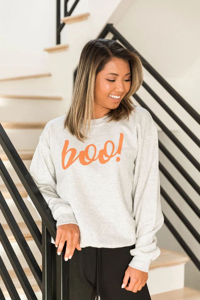 Boo! Graphic Ash Sweatshirt | The Pink Lily Boutique