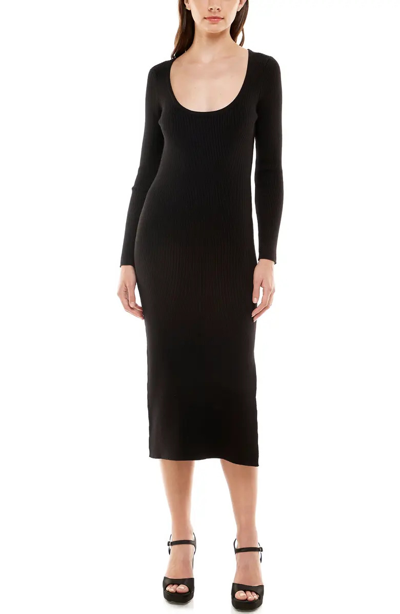 Walker Scoop Neck Long Sleeve Midi Dress | Nordstrom
