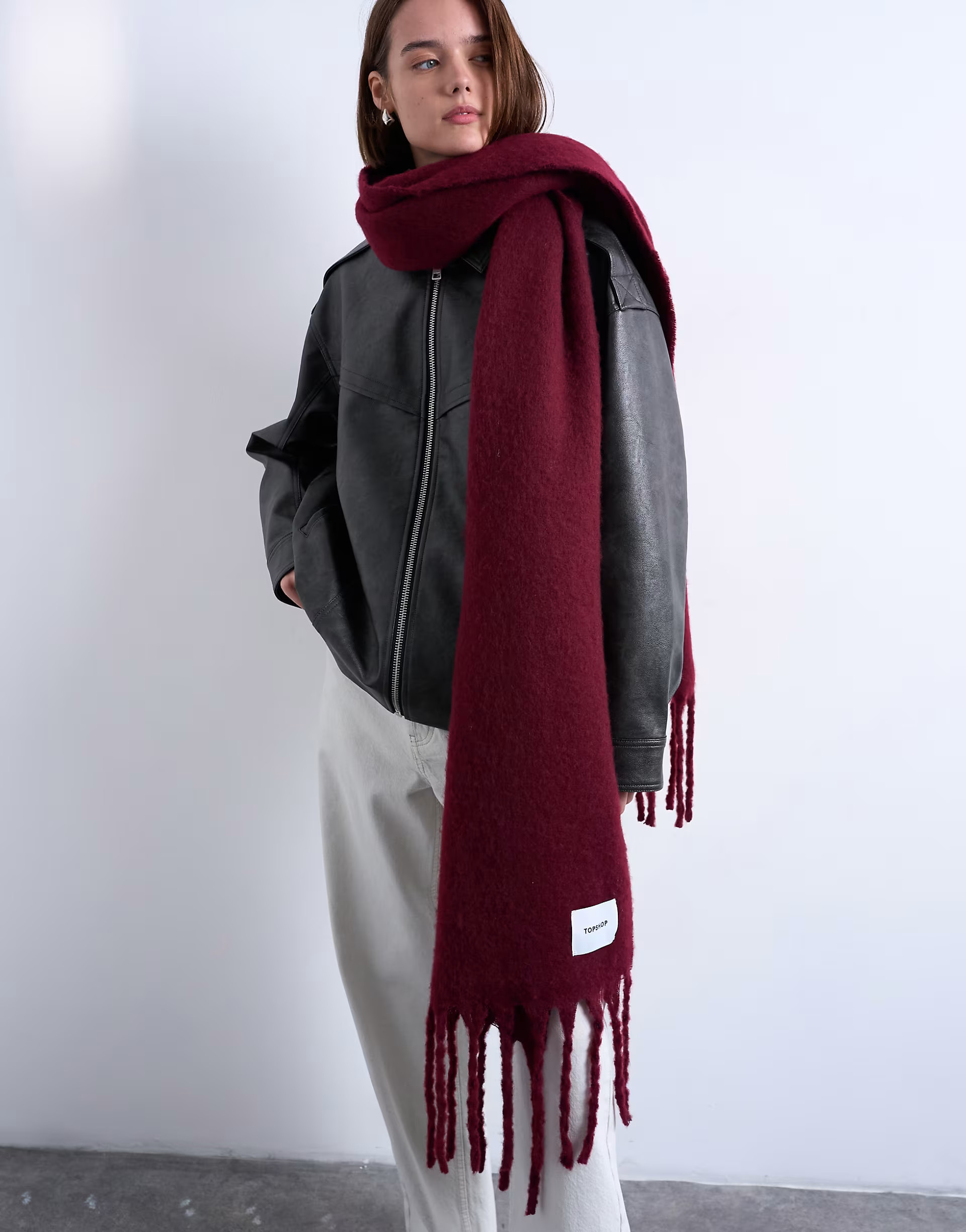 Sydney blanket scarf in burgundy | Topshop