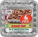 Handi-Foil 22308-16 Square Cake Pans, 1.38" Height, 8" Width, 8" Length, 6 Count | Amazon (US)