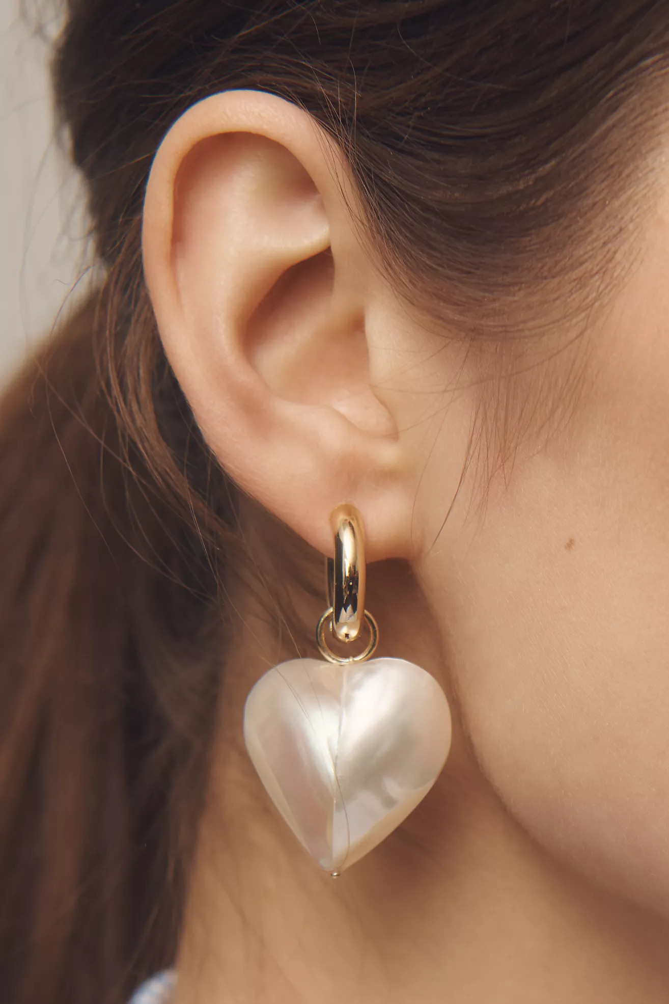 Pearl Heart Charm Huggie Earrings | Anthropologie (US)