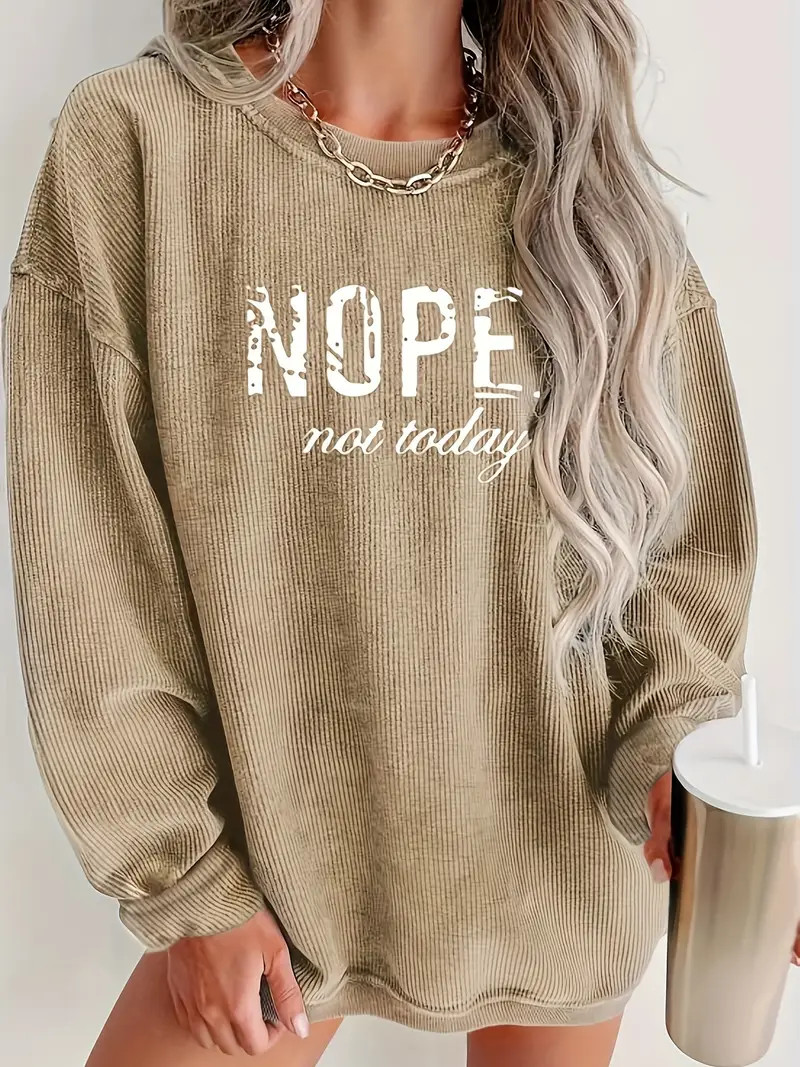 Letter Print Crew Neck Sweatshirt Casual Long Sleeve Drop - Temu | Temu Affiliate Program