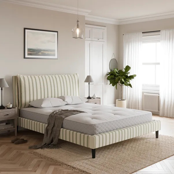 Skylar Folkstone Stripe Pillow Back Bed Frame | Dunelm