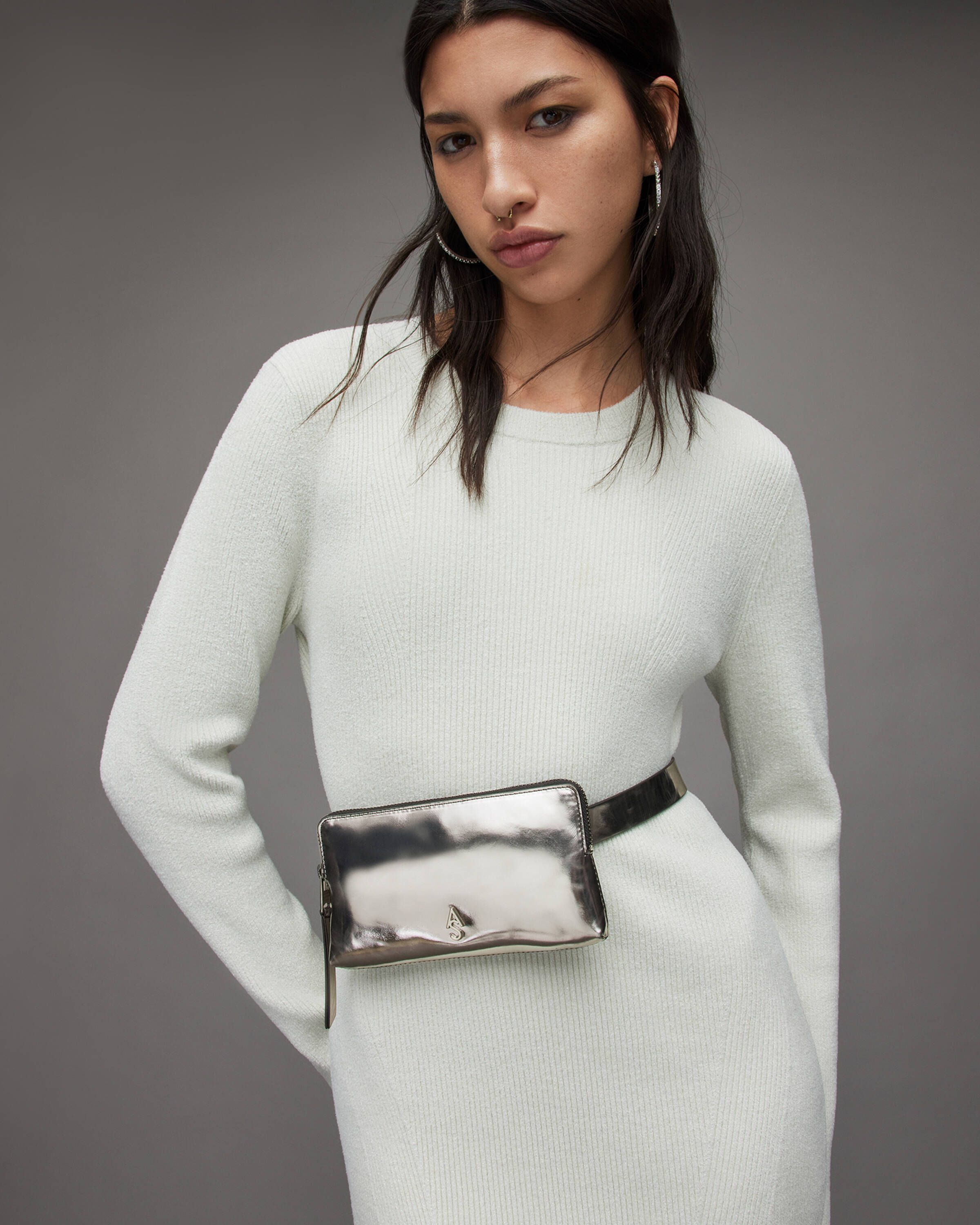 Lila AllSaints Metallic Leather Belt Bag | AllSaints US