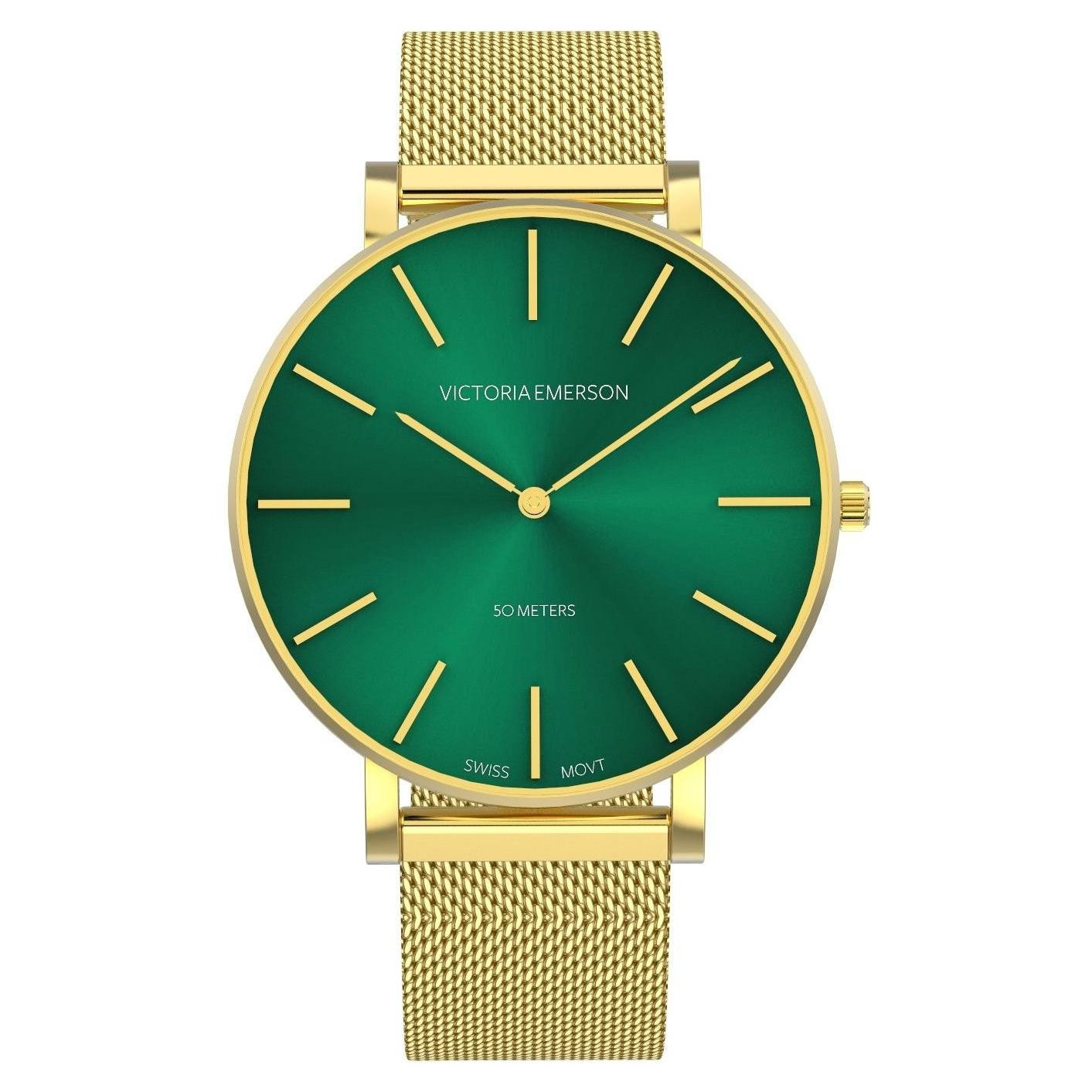 Emerson Watch - Green Sunburst on Gold | Victoria Emerson