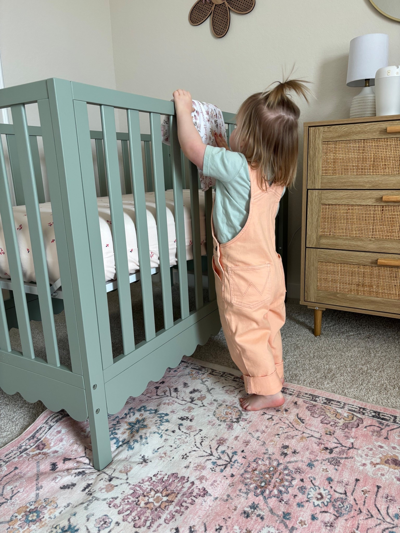 The scallops on this crib are the perfect little detail to fit the room and Kennedy is enjoying helping me get the crib ready for her sister! We chose the organic cotton mattress for the twins room and absolutely loving them! 

#LTKFamily #LTKHome #LTKBaby