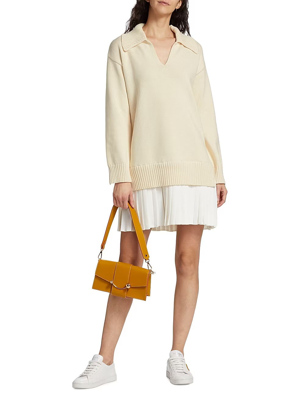 English Factory Mixed Media Pleated Cotton Mini Dress | Saks Fifth Avenue