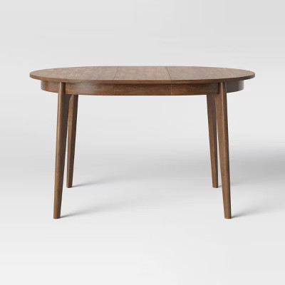 Astrid Mid-Century Round Extendable Dining Table Brown - Threshold™: Rubberwood, Removable Leaf... | Target