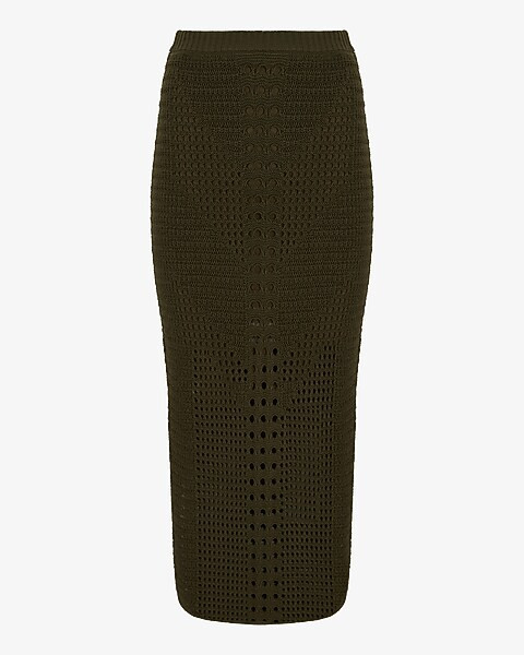 Super High Waisted Crochet Side Slits Midi Skirt | Express