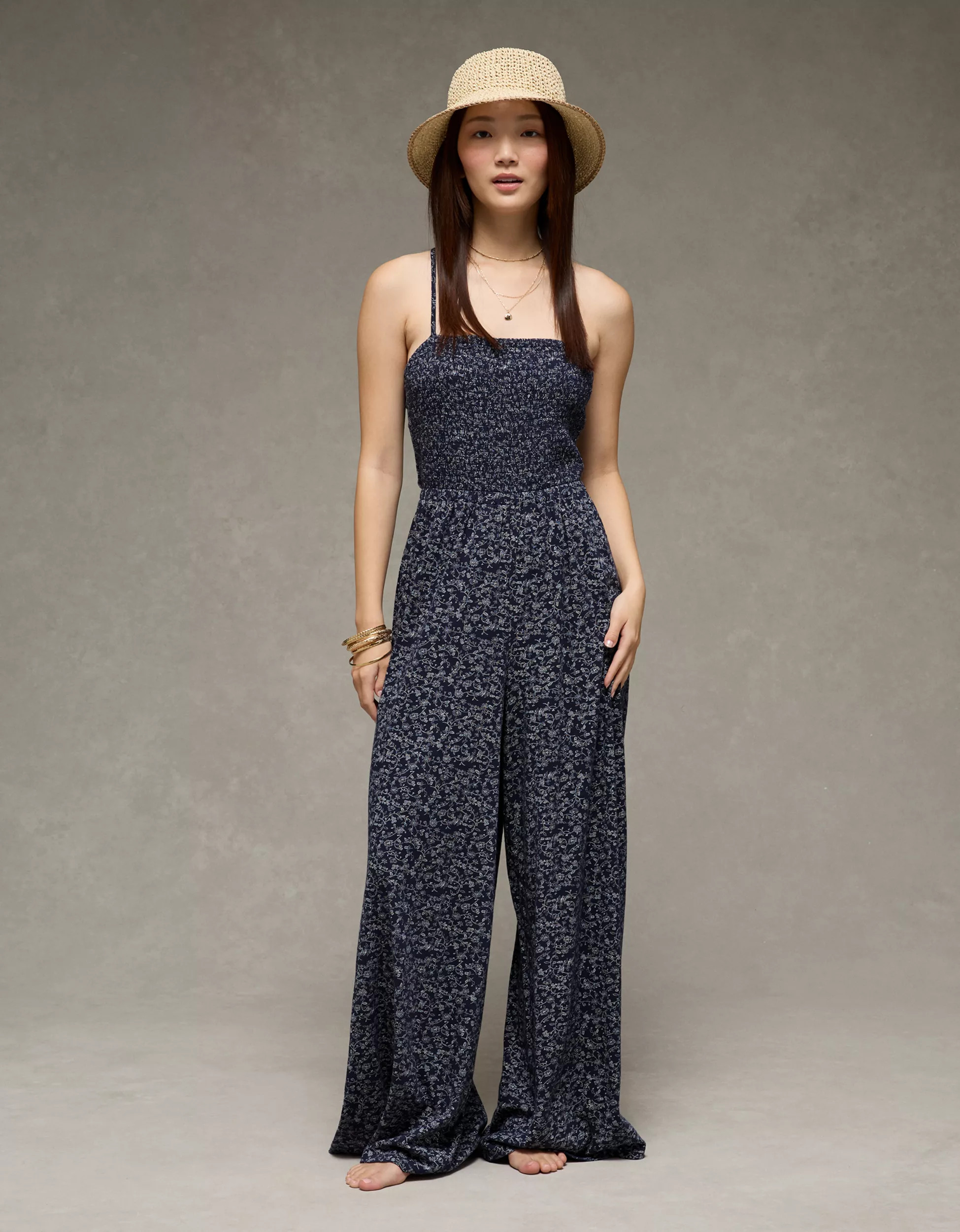 AE Sunchaser Knit Babydoll Jumpsuit | American Eagle Outfitters (US & CA)