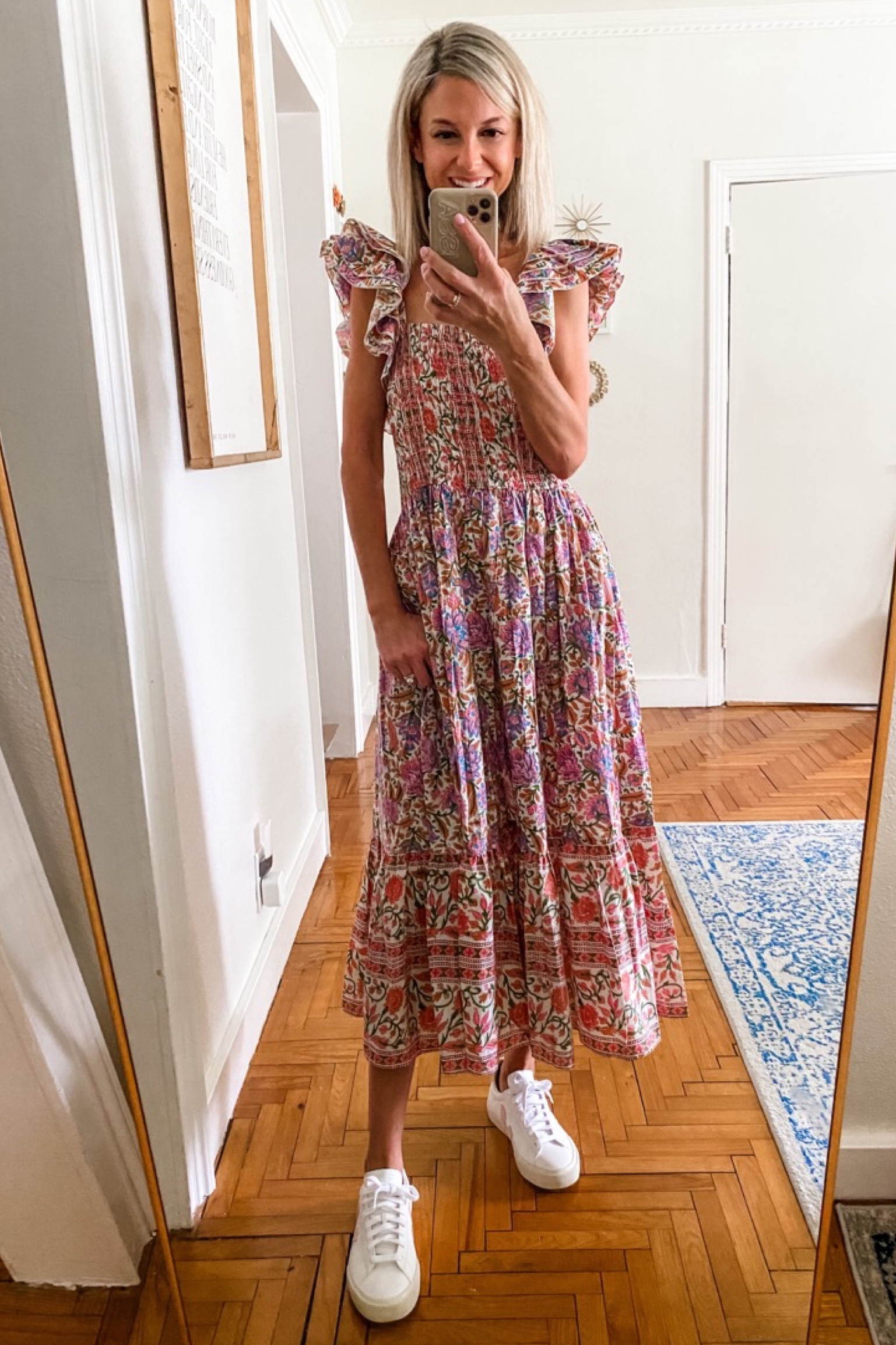 My smocked dress is part of the Nordstrom anniversary sale. The flutter sleeve and smocked detailing make it easy to dress up or down from day to night. Throw on a denim jacket for cooler weather and you’re all set! 

Summer dress, fall dress, midi dress, floral dress

#LTKSeasonal #LTKxNSale #LTKsalealert