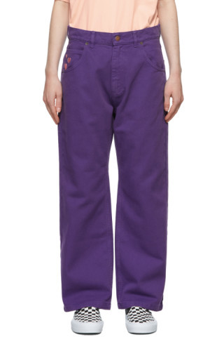 Rassvet - Purple Embroidered Hearts Jeans | SSENSE