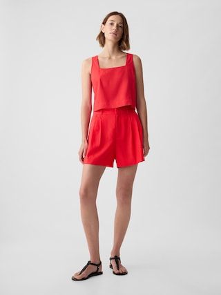 365 High Rise Linen-Blend Shorts | Gap (US)