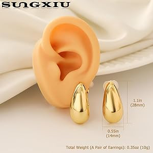 Chunky Gold Earrings Gold Clip on Earrings for Women Teardrop Clip Earrings | Amazon (US)