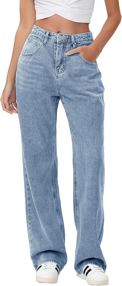 HDLTE Baggy Stretchy Jeans for Women High Waisted Trendy Wide Leg Jeans Boyfriend Denim Pants wit... | Amazon (US)
