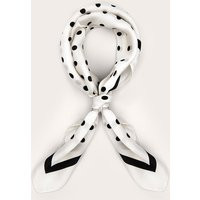 Cream Satin Boarder Polka Dot Neck Scarf | PrettyLittleThing US