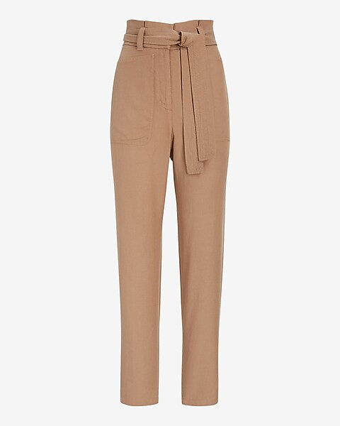 Super High Waisted Belted Paperbag Pant | Express