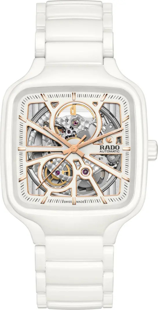 RADO True Square Automatic Open Heart Ceramic Bracelet Watch, 38mm | Nordstrom | Nordstrom