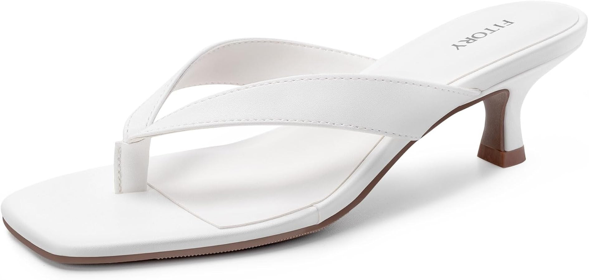 FITORY Women's Sexy Kitten Heel Flip Flops,Square Open Toe Low Heel Sandals, Slip on Comfortable ... | Amazon (US)