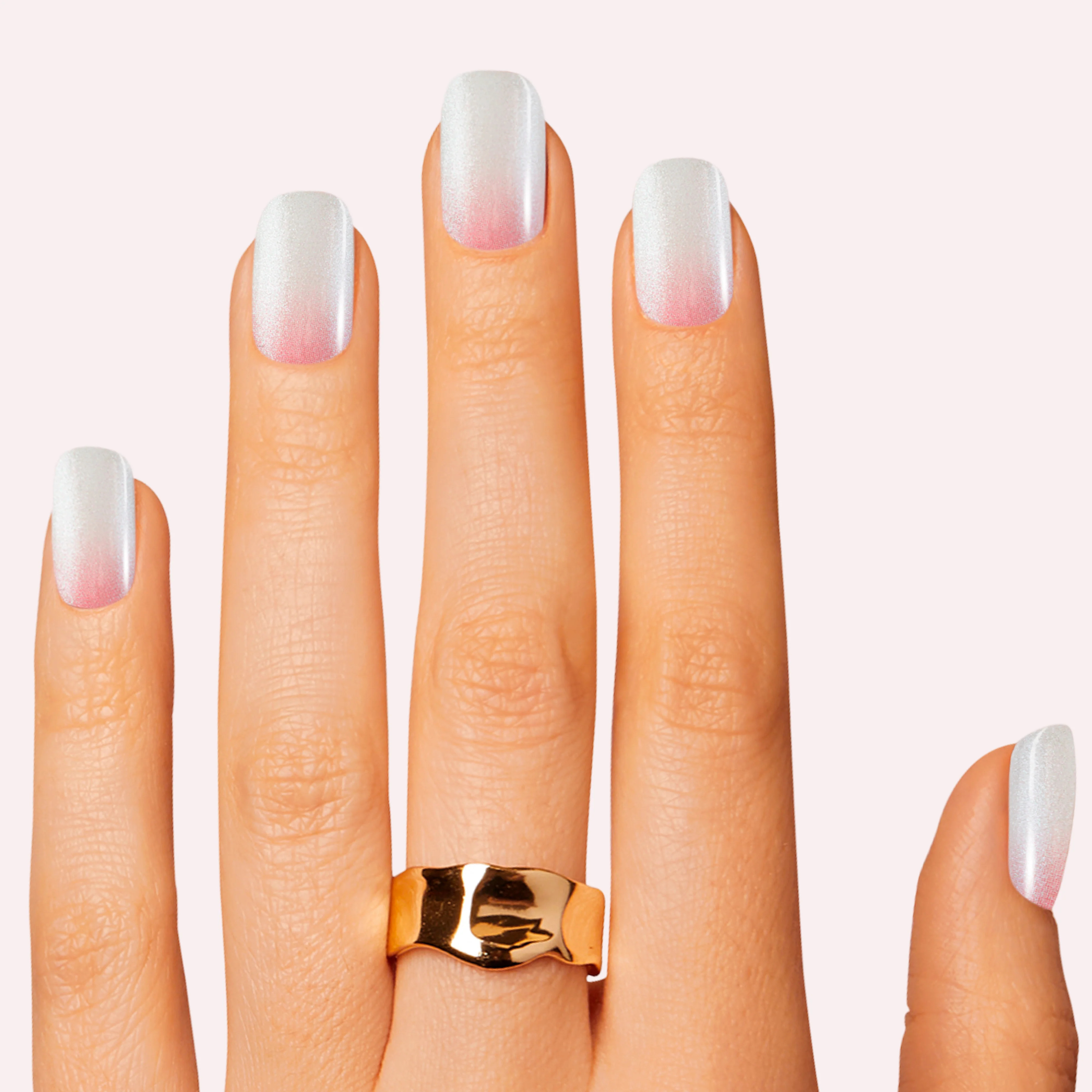Mini Skirt – White Ombre Pink Gel Nail Strips | Dashing Diva US
