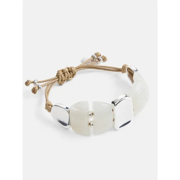 Scoop Women's Tan Cord Bracelet with Geometric Beads | Walmart (US)