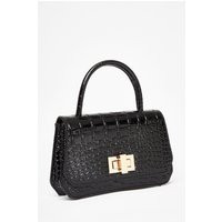 Black Crocodile Print Top Handle Bag | Debenhams UK