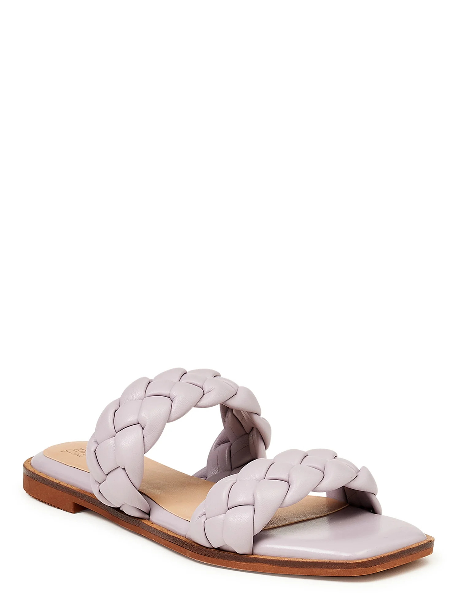 Time and Tru Women's Braided Two Band Sandals - Wide Widths Available - Walmart.com | Walmart (US)
