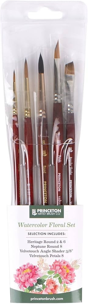 Princeton Artist Brush Co. Watercolor Floral Set - 5pc Short Handle Selection of Synthetic Waterc... | Amazon (US)