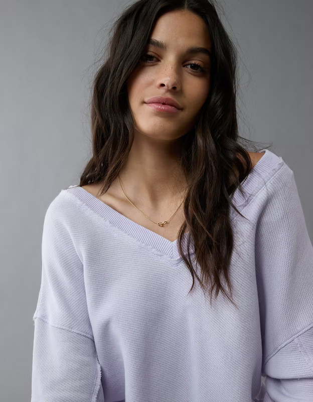 AE Saltwash Double V-Neck Sweatshirt | American Eagle Outfitters (US & CA)