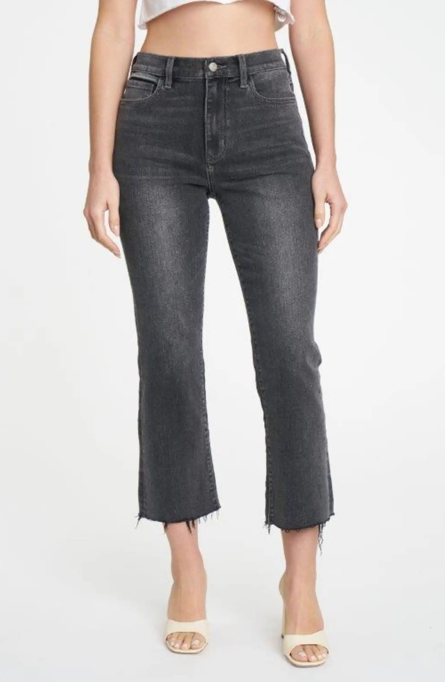 DAZE Shy Girl High Waist Raw Hem Crop Flare Jeans | Nordstrom | Nordstrom