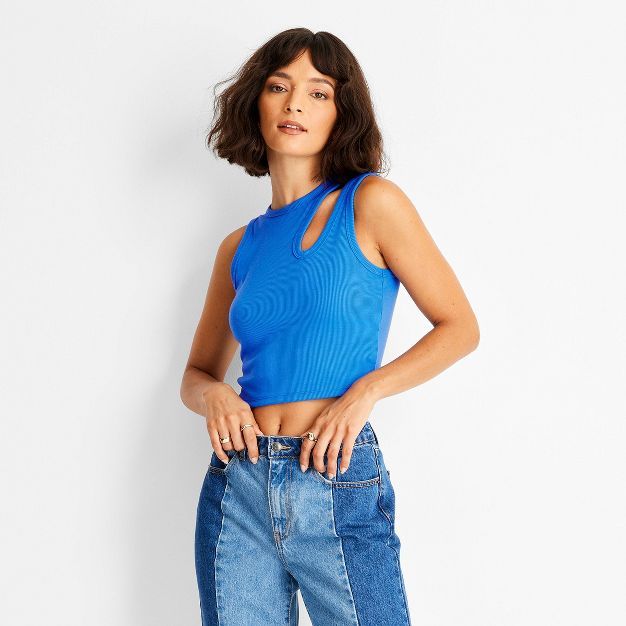 Women's Ribbed Cut Out Crop Tank Top - Future Collective™ with Kahlana Barfield Brown | Target