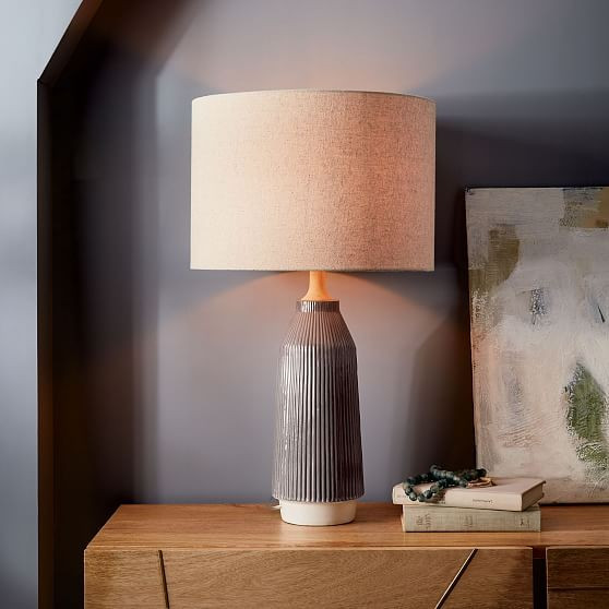 Roar + Rabbit Ceramic Table Lamp, Warm Gray, Tall + Narrow | West Elm (US)