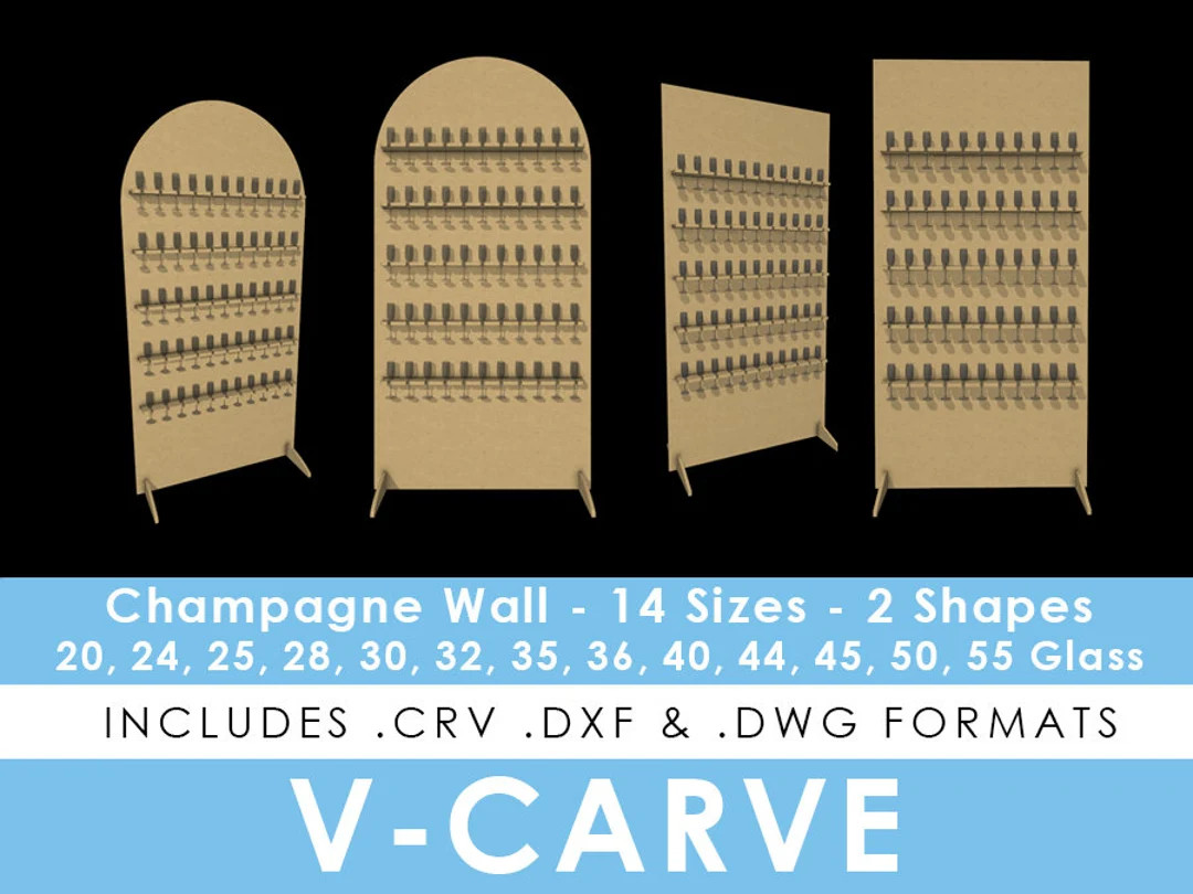 Champagne Wall Templates for Vcarve DXF, DWG and CRV Formats Simple Assembly - Etsy | Etsy (US)