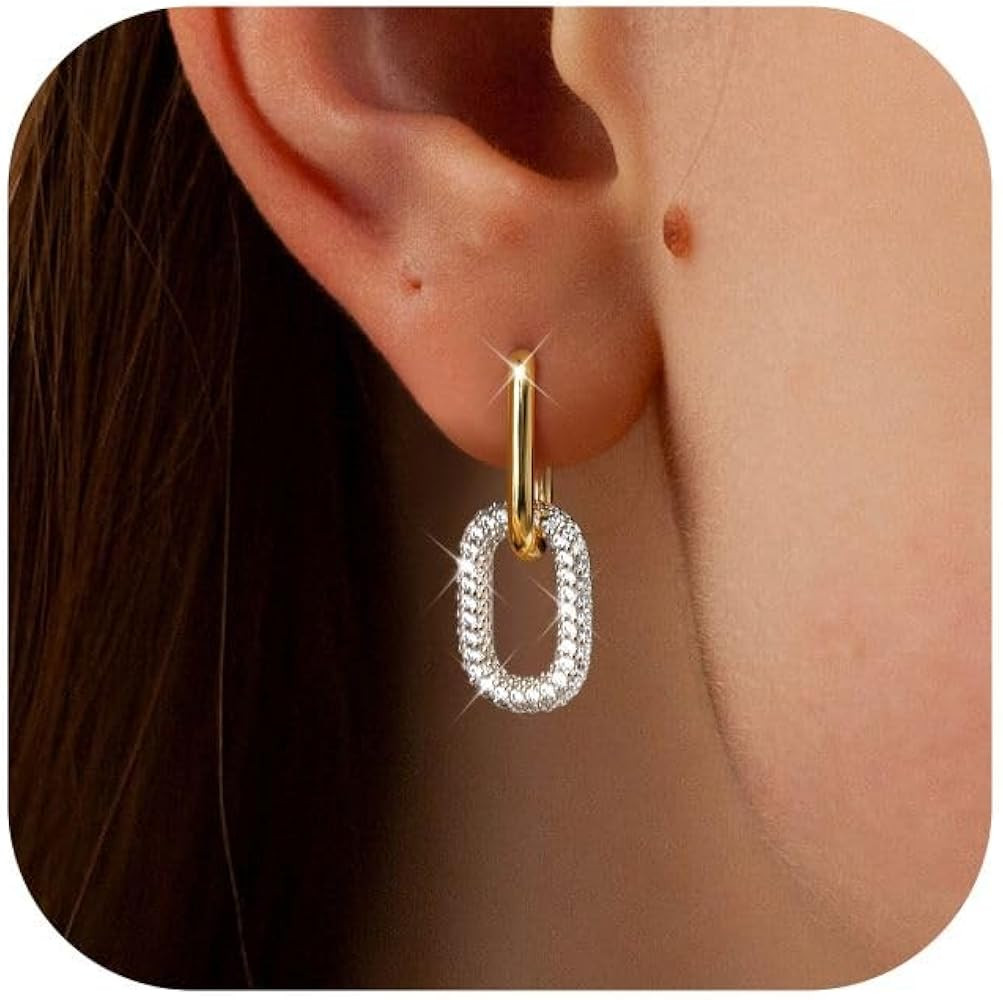 18K Gold Plated Two Tone Gold Silver Hoop Earrings for Women Hypoallergenic - 925 Sterling Silver... | Amazon (US)