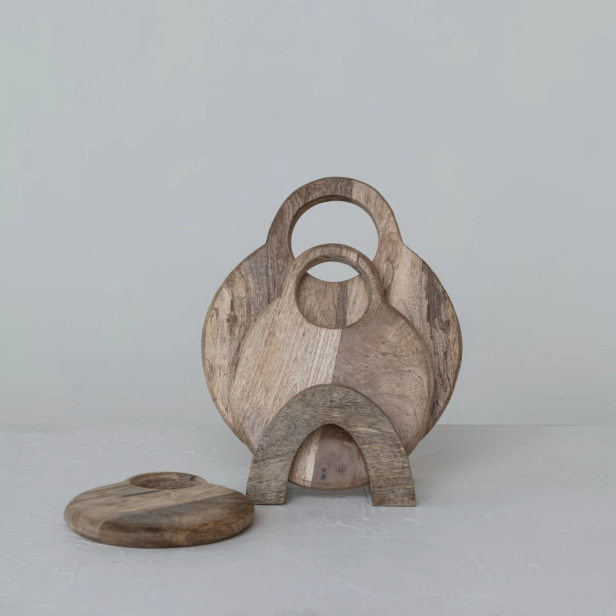 3-Piece Round Mango Wood Cutting Boards In Various Sizes With Stand | Wayfair North America
